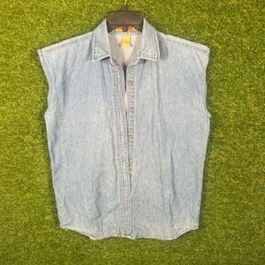 Baker Street Mens Denim Vest American Flag Eagle Biker Choice Size M